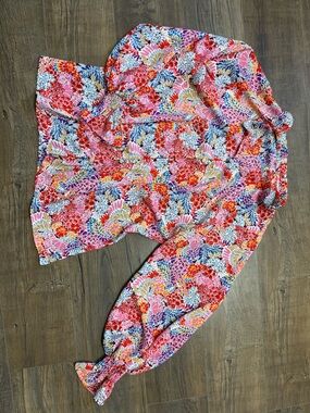Floral Print Women's Top in Pink and Red